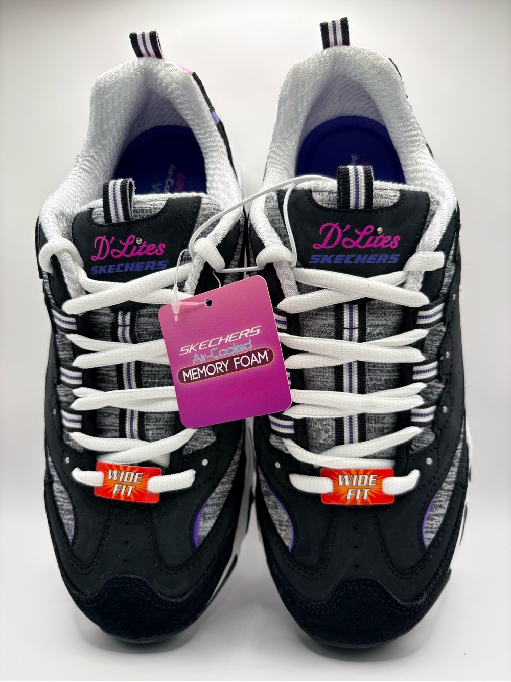 Skechers D'Lites Black, Purple & White Memory Foam Sneakers Women’s Size 9 EU39